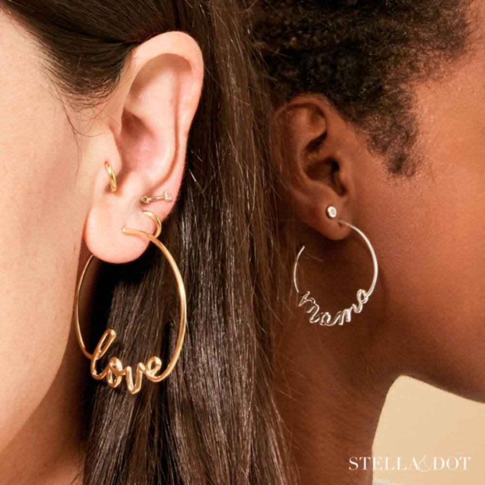 Stella & Dot | SILVER Mama Hoop Earrings - Picture 6 of 9